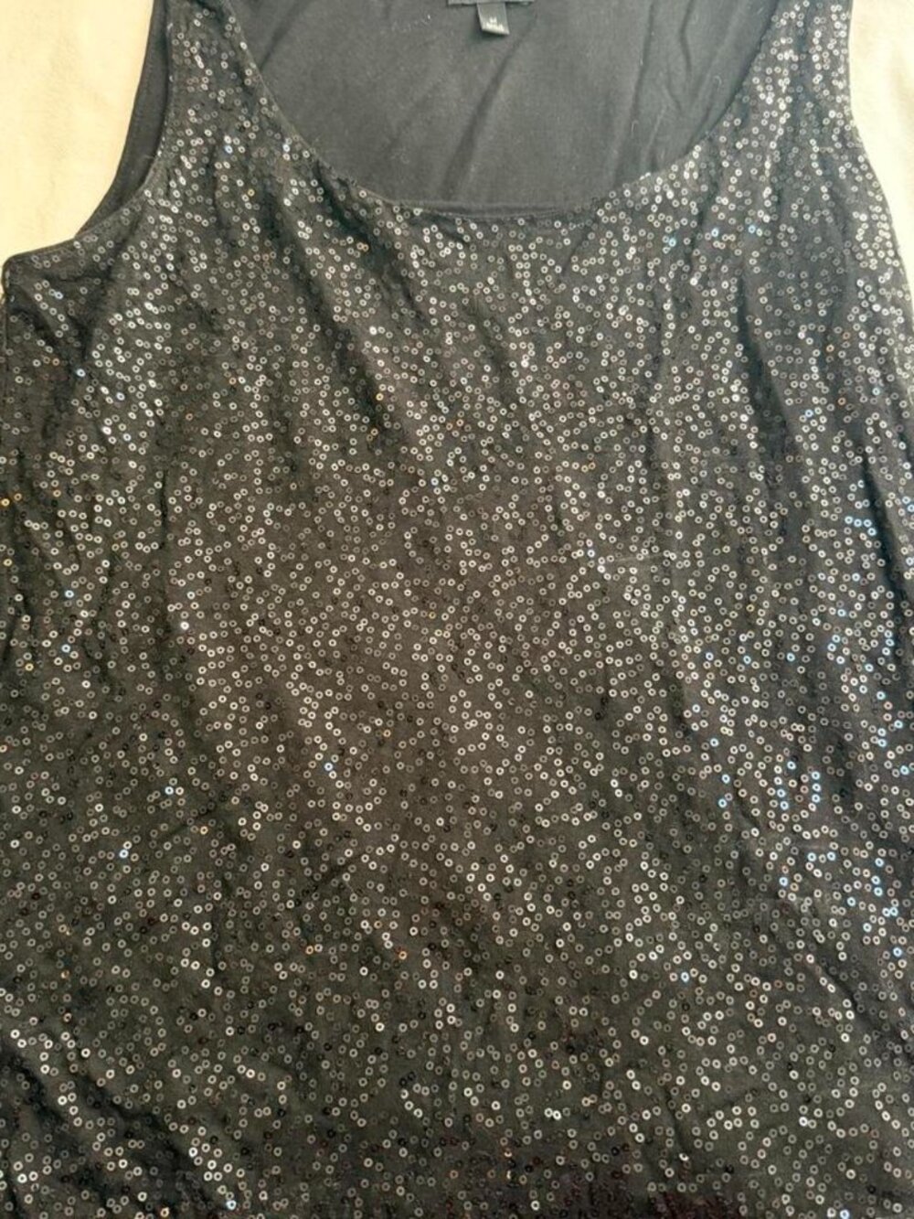 Talbots size M black sequin tank top with black sequins #glamour #party